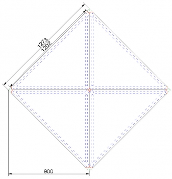 Dreiecktisch 127 x 90 x 90, Pythagoras MSS