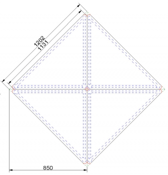 Dreieck-Tisch 120 x 85 x 85, Pythagoras MSS