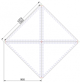 Dreiecktisch 127 x 90 x 90, Pythagoras VSS