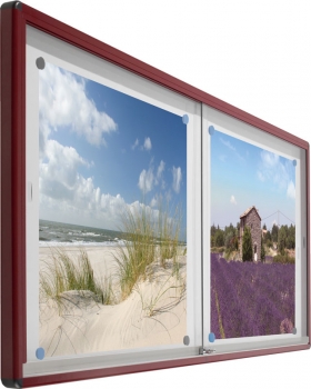 Infovitrine Aluminium 100 x 96 cm mit Rückwand Stahl weiss