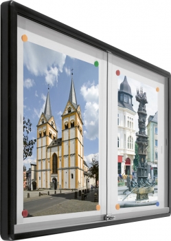 Infovitrine Aluminium 100 x 96 cm mit Rückwand Stahl weiss