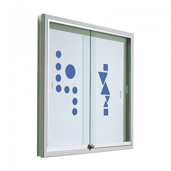 Infovitrine Stahl 100 x 94 cm mit Rückwand Stahl weiss