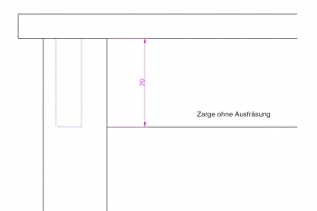 Ausgefräsung Zarge für Kindergartentisch mit Massivholzgestell (N112A)