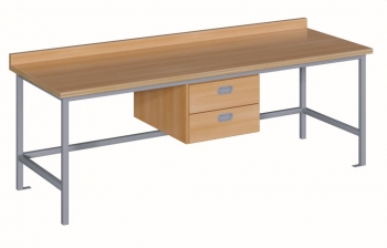 Werkbank 150 x 70 cm mit 2 Schubladen, Arbeitshöhe 75 cm