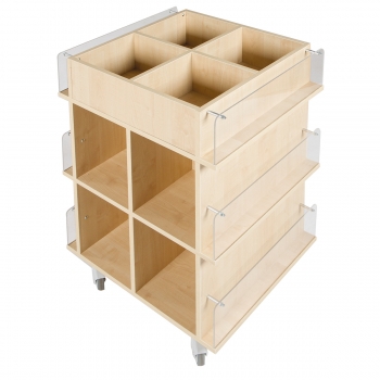 Präsentationswagen für Bücher mit 18 Fächern