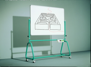 Drehtafel fahrbar Whiteboard doppelseitig 120x100 cm mit Rundrohrgestell