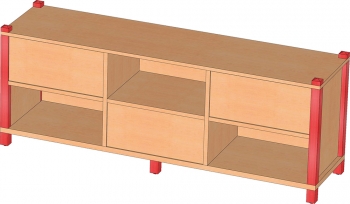 Raumteilerschrank, Wechselseitig offen