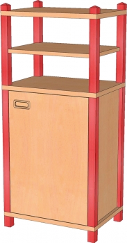 Stollenschrank mit Tür & Regal, 120 cm hoch, 3 Böden