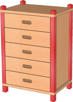 Stollenschrank mit Schüben, 80 cm hoch