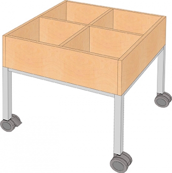 Büchertrog fahrbar mit Stahlgestell