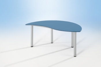 Halbrundwellentisch mit Melaminplatte, 160x72x80 cm