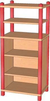 Stollenregal, 120 cm hoch, 3 Einlegeböden