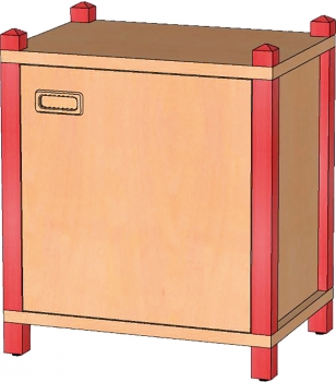 Stollenschrank, 60 cm hoch, 1 Boden