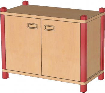 Stollenschrank, 60 cm hoch, 1 Boden