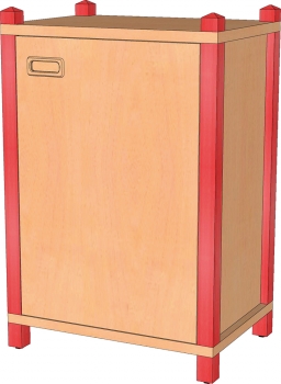 Stollenschrank, 80 cm hoch, 2 Böden