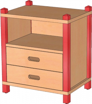 Stollenschrank mit Regalfach & Schüben, 60 cm hoch