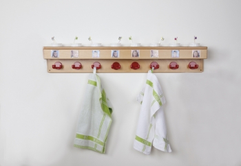 Waschraumleiste mit Ablage, 80 cm, Bilderleiste & Haken