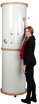 Litfaßsäule 220 cm mit Whiteboard- Oberfläche, fahrbar