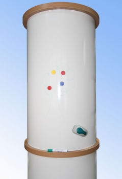Litfaßsäule 220 cm mit Whiteboard- Oberfläche, fahrbar