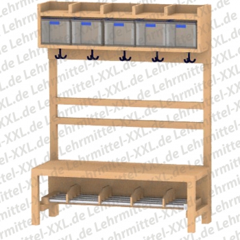 Komplett-Garderobe mit Ablage geteilt, Boxen und Schuhrost