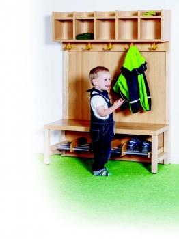 Komplettgarderobe Schuhbank ohne Teilung, mit Paneelrückwand