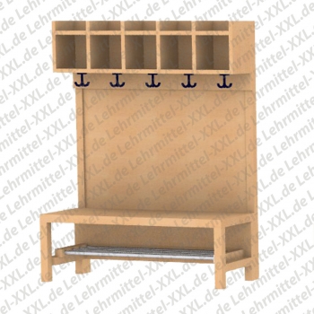Garderobe mit Schuhbank ohne Teilung, mit Paneelrückwand