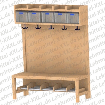 Komplettgarderobe mit Boxen, mit Paneelrückwand & Fachteilung