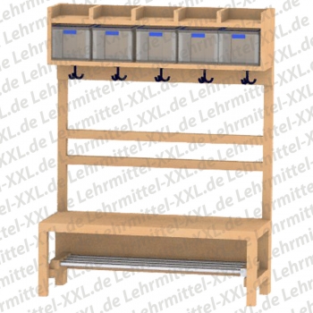 Komplett-Garderobe mit Schuhablage ungeteilt, Boxen und Schuhrost