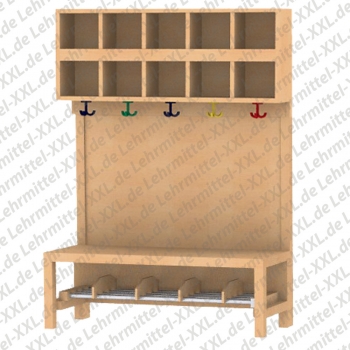 Komplettgarderobe mit doppelter Ablagereihe, mit Paneelrückwand