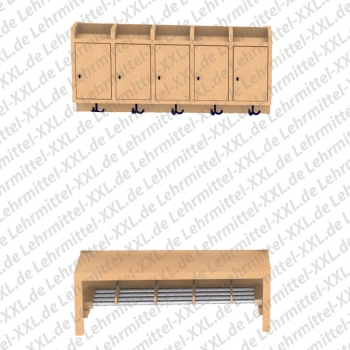 Kindergarderobe, Fächer mit Türen, Schuhablage mit Teilung