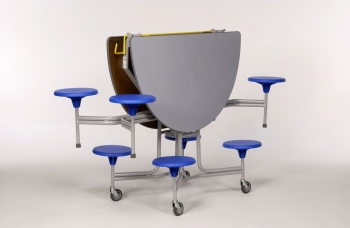 Klapptisch Oval, 8 Sitze, Sitzhöhe 34 cm, Tischhöhe 61 cm