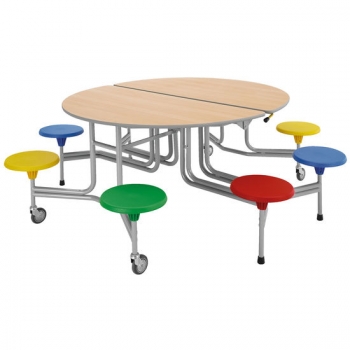 Klapptisch Oval, 8 Sitze, Sitzhöhe 43,5 cm, Tischhöhe 74 cm