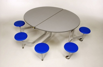 Klapptisch Oval, 8 Sitze, Sitzhöhe 43,5 cm, Tischhöhe 74 cm