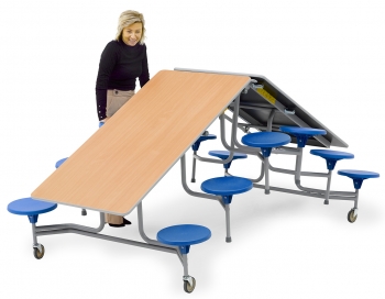 Klapptisch rechteckig 12 Sitze, Sitzhöhe 43,5 cm, Tischhöhe 74 cm