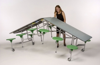 Klapptisch rechteckig 12 Sitze, Sitzhöhe 43,5 cm, Tischhöhe 74 cm