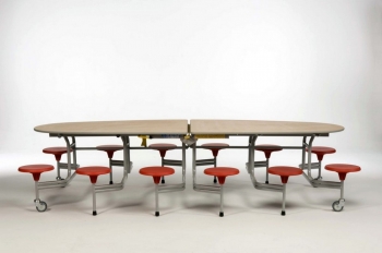 Klapptisch oval 12 Sitze, Sitzhöhe 43,5 cm Tischhöhe 74 cm