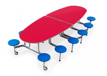 Klapptisch oval 12 Sitze, Sitzhöhe 36 cm, Tischhöhe 66 cm