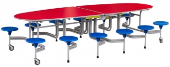 Klapptisch oval 12 Sitze Sitzhöhe 38,5 cm Tischhöhe 69 cm