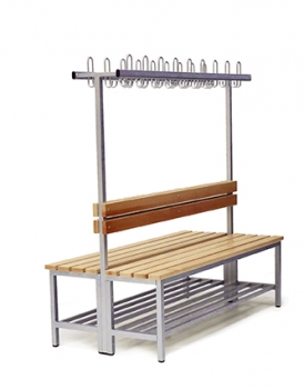 Umkleidebank doppelseitig 150 cm mit Garderobenleiste