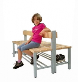 Umkleidebank 166 cm mit Rückenlehne, doppelseitig