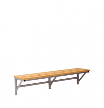 Sitzbank 200 cm zur Wandmontage, Sitzfläche mit Buche Massivholz