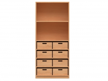 Korpusschrank BxHxT 70x160x40 cm, 8 Materialkästen mit Griffloch