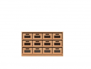 Korpusschrank BxHxT 102x60x40 cm mit 12 Materialkästen