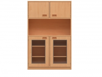 Korpusschrank 4-türig, Türen unten mit Sichtfemster