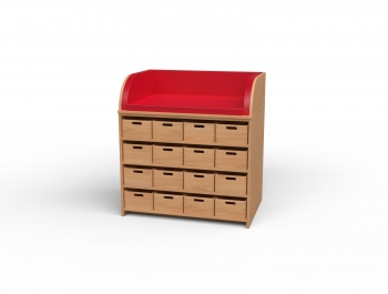 Wickelkommode mit 16 Materialkästen Buche massiv
