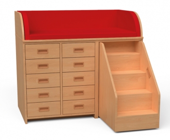 Wickelkommode mit ausfahrbarer Treppe und 10 Schubladen
