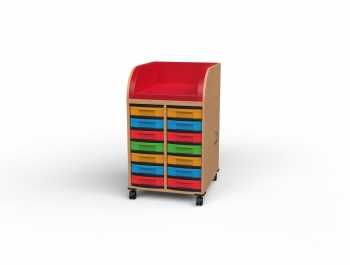 Wickelcenter fahrbar mit 14 flachen Modulboxen