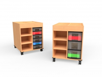 Bücherwagen fahrbar mit 6 Schüben, BxHxT 66x85,9x80 cm