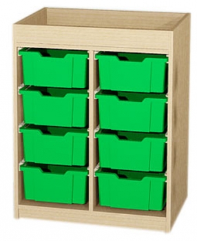 Materialcontainer 2-reihig mit Aufkantung 8 Kunststoffkästen