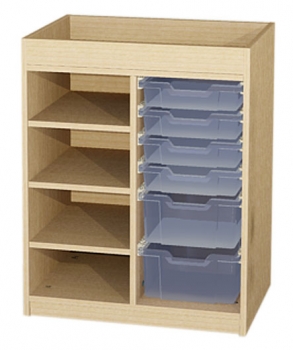 Materialcontainer 2-reihig mit Aufkantung, 6 Schübe